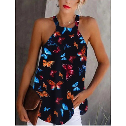 

Women's Blouse Graphic Tops Halter Neck Daily Summer Wine White Black S M L XL 2XL 3XL 4XL 5XL