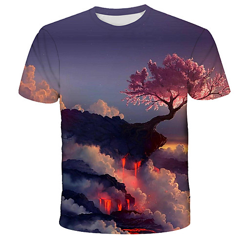 

Men's Graphic Scenery Print T-shirt Street chic Exaggerated Daily Holiday Rainbow