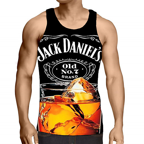 

Men's Graphic Letter Print Tank Top Street chic Exaggerated Daily Going out Rainbow