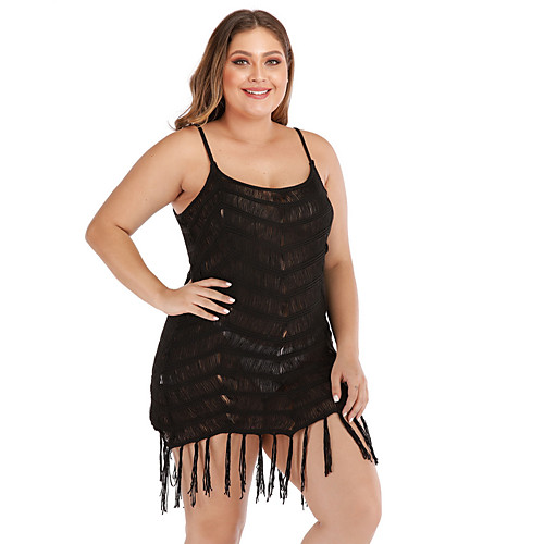 

Women's Plus Size Strap Dress Knee Length Dress - Sleeveless Solid Color Summer Sexy Mumu 2020 Black XL XXL XXXL