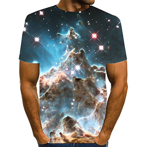 

Men's Graphic Print T-shirt Street chic Exaggerated Daily Going out Rainbow