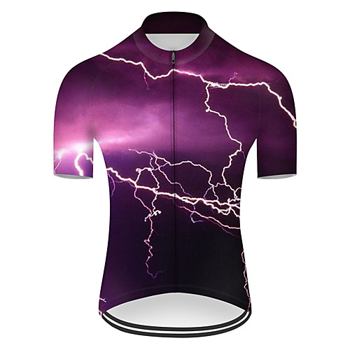 

21Grams Men's Short Sleeve Cycling Jersey Nylon Violet Lightning Gradient 3D Bike Jersey Top Mountain Bike MTB Road Bike Cycling Breathable Quick Dry Sports Clothing Apparel / Micro-elastic