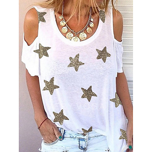

Women's T-shirt Graphic Tops Round Neck Daily White S M L XL 2XL 3XL 4XL