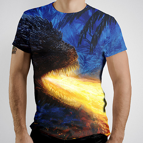 

Men's Graphic Animal Fantastic Beasts Print T-shirt Basic Daily Blue