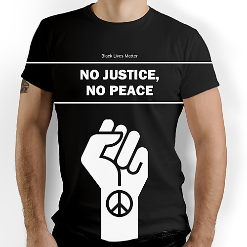 

Men's T shirt Graphic Letter Print Short Sleeve Daily Tops Basic Black