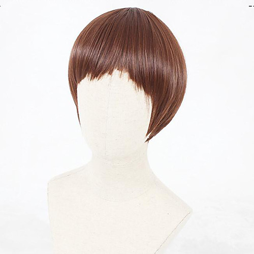 

Cosplay Wig Lolita Straight Cosplay Halloween Bob Neat Bang Wig Short Brown Synthetic Hair 12 inch Women's Anime Cosplay Party Brown