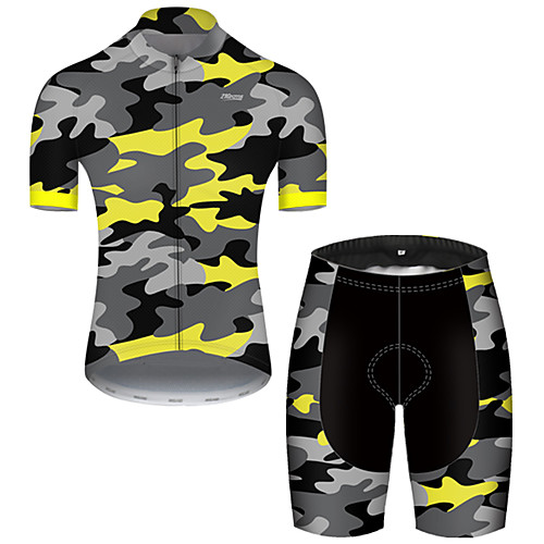 

21Grams Men's Short Sleeve Cycling Jersey with Shorts Nylon Polyester Camouflage Patchwork Camo / Camouflage Bike Clothing Suit Breathable 3D Pad Quick Dry Ultraviolet Resistant Reflective Strips