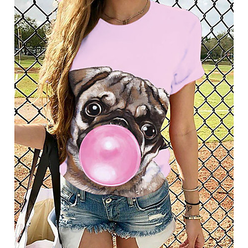 

Women's Tops Graphic 3D Print T-shirt - Print Round Neck Basic Daily Spring Summer Rainbow XS S M L XL 2XL 3XL 4XL 5XL 6XL