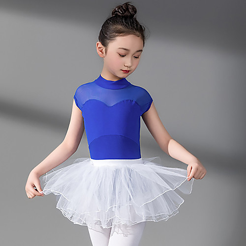 

Ballet Skirts Lace Split Joint Girls' Training Performance Cap Sleeve High Spandex Lace Tulle