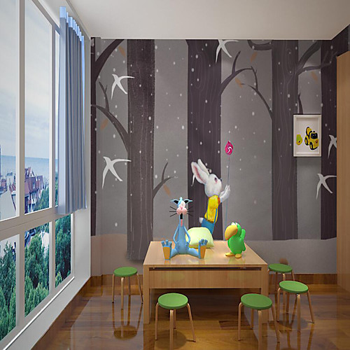 

Art Deco Home Decoration Custom Self Adhesive Mural Wallpaper Cartoon Tree Children Cartoon Style Suitable For Bedroom Building Material