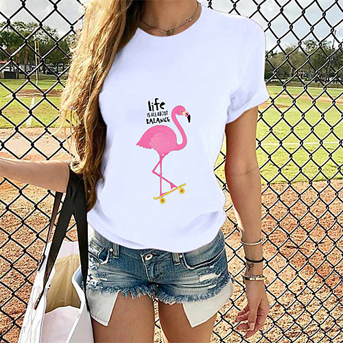 

Women's T-shirt Graphic Tops - Print Round Neck Loose Cotton Basic Daily Summer White S M L XL 2XL 3XL 4XL