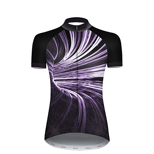 

21Grams Women's Short Sleeve Cycling Jersey Nylon Dark Purple Stripes Gradient 3D Bike Jersey Top Mountain Bike MTB Road Bike Cycling Breathable Quick Dry Sports Clothing Apparel / Micro-elastic