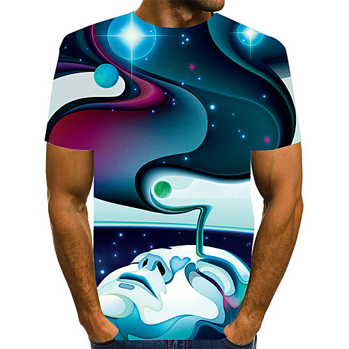 

Men's Graphic Print T-shirt Street chic Exaggerated Daily Going out Rainbow