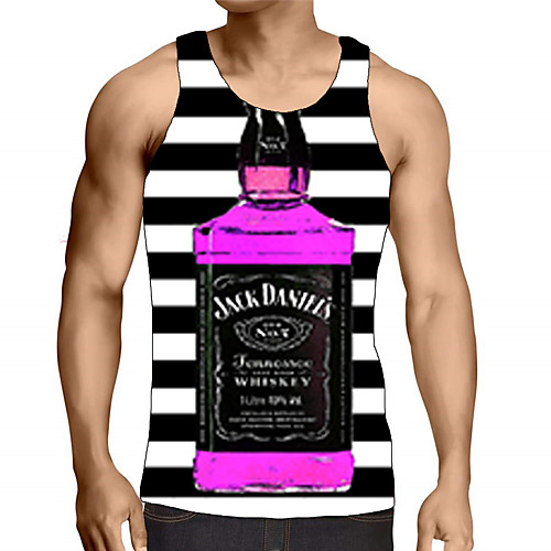 

Men's Graphic Letter Print Tank Top Street chic Exaggerated Daily Going out Rainbow
