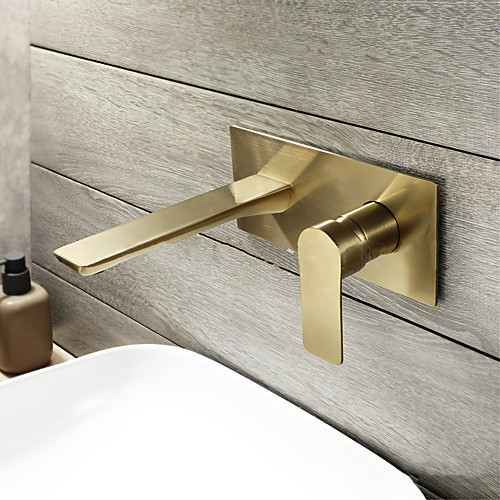 

Bathroom Sink Faucet - Wall Mount Nickel Brushed Wall Installation Single Handle One HoleBath Taps