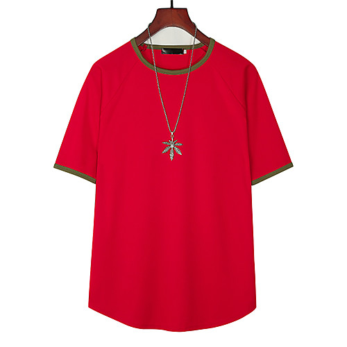 

Men's Color Block Solid Colored Patchwork T-shirt Basic Rock Daily Weekend White / Black / Red / Army Green