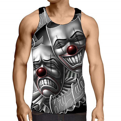 

Men's Graphic Print Tank Top Street chic Exaggerated Daily Going out Rainbow