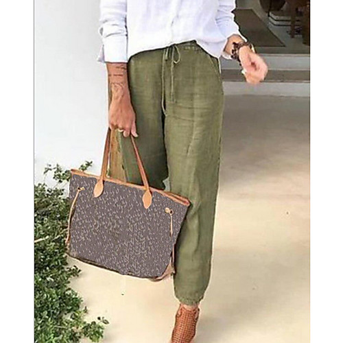 

Women's Basic Daily Chinos Pants Solid Colored Black Blue Khaki Green