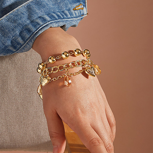 

Women's Wrap Bracelet Vintage Bracelet Bracelet Layered Heart Classic Elegant Trendy Fashion Cute Alloy Bracelet Jewelry Gold For Party Evening Gift Date Beach Festival / Pendant Bracelet