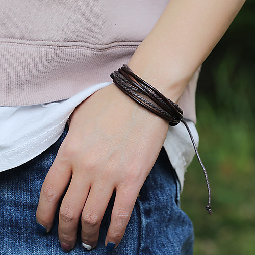 

Couple's Vintage Bracelet Loom Bracelet Braided Vintage Theme Holiday Punk Casual / Sporty Leather Bracelet Jewelry Brown For Gift Formal Date Birthday Festival