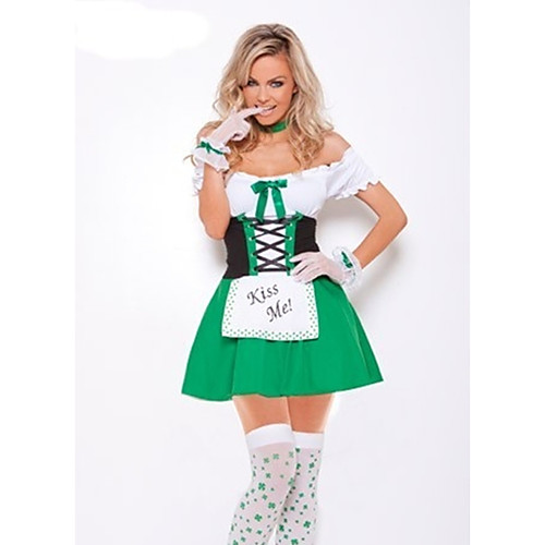 

Halloween Carnival Oktoberfest Beer Dirndl Trachtenkleider Women's Skirt Dress Hat Bavarian Costume
