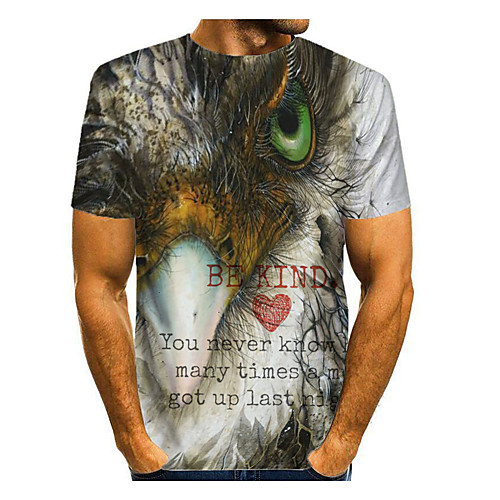 

Men's T shirt Graphic Letter Animal Print Short Sleeve Daily Tops Basic Green