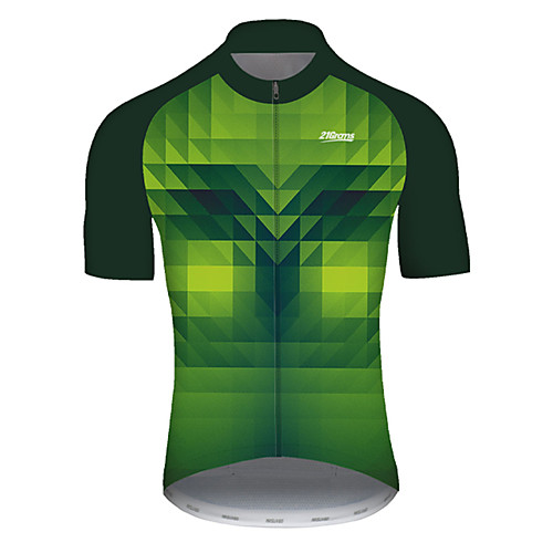 

21Grams Men's Short Sleeve Cycling Jersey Nylon Black / Green Plaid Checkered Gradient 3D Bike Jersey Top Mountain Bike MTB Road Bike Cycling Breathable Quick Dry Sports Clothing Apparel
