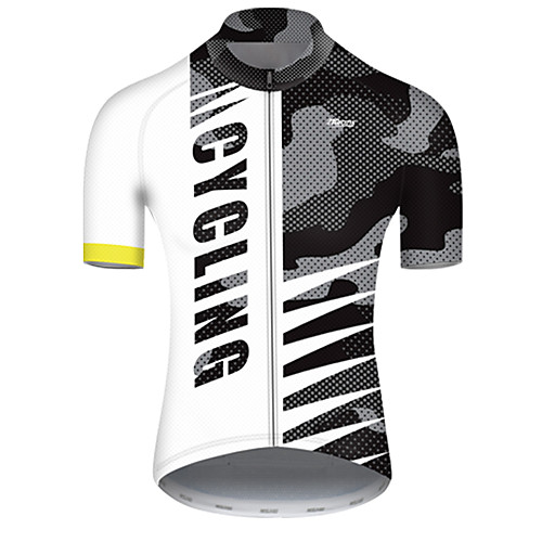 

21Grams Men's Short Sleeve Cycling Jersey Nylon BlackWhite Patchwork Camo / Camouflage Bike Jersey Top Mountain Bike MTB Road Bike Cycling Quick Dry Breathable Sports Clothing Apparel