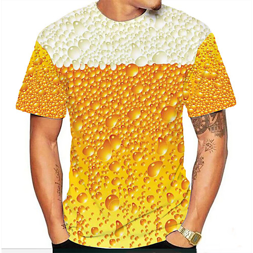 

Men's Graphic Beer Print T-shirt Daily Yellow