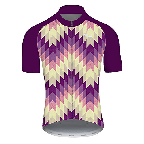 

21Grams Men's Short Sleeve Cycling Jersey Nylon Polyester Violet 3D Stripes Gradient Bike Jersey Top Mountain Bike MTB Road Bike Cycling Breathable Quick Dry Ultraviolet Resistant Sports Clothing