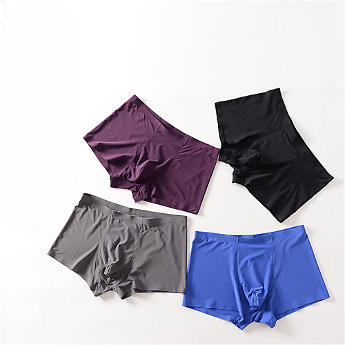 

Men's Sports Underwear Boxer Brief Trunks 4pcs Sports Shorts Underwear Shorts Bottoms Running Walking Jogging Training Breathable Quick Dry Soft Fashion Deep Purple Rainbow White Black Grey Dark Navy