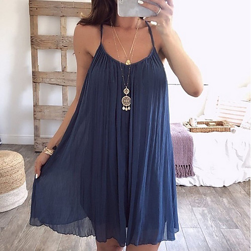 

Women's Strap Dress Knee Length Dress - Sleeveless Solid Color Summer Casual 2020 Wine White Black Khaki Green Dusty Blue S M L XL XXL XXXL XXXXL XXXXXL