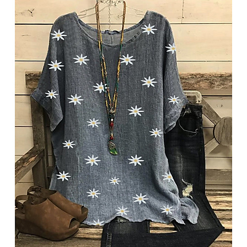 

Women's Floral T-shirt Daily Red / Green / Gray