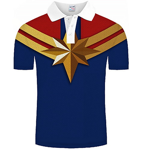 

Men's Graphic Print Polo Daily Navy Blue