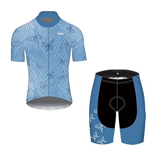 

21Grams Men's Short Sleeve Cycling Jersey with Shorts Blue Butterfly Bike Breathable Sports Butterfly Mountain Bike MTB Road Bike Cycling Clothing Apparel / Stretchy