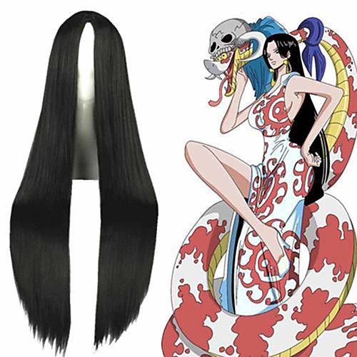 

Cosplay Costume Wig Cosplay Wig Boa Hancock One Piece Straight Cosplay Middle Part Wig Very Long Black Synthetic Hair 40 inch Women's Anime Cosplay Best Quality Black