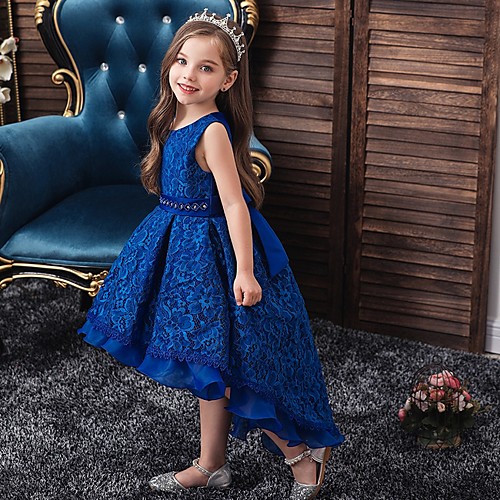 

Princess / Ball Gown Floor Length Wedding / Party Flower Girl Dresses - Lace / Tulle Sleeveless Jewel Neck with Sash / Ribbon / Embroidery