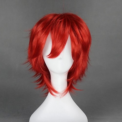 

Cosplay Wig Otoya Ittoki Uta no Prince Sama Curly Cosplay Halloween With Bangs Wig Short Red Synthetic Hair 14 inch Men's Anime Cosplay Cool Red