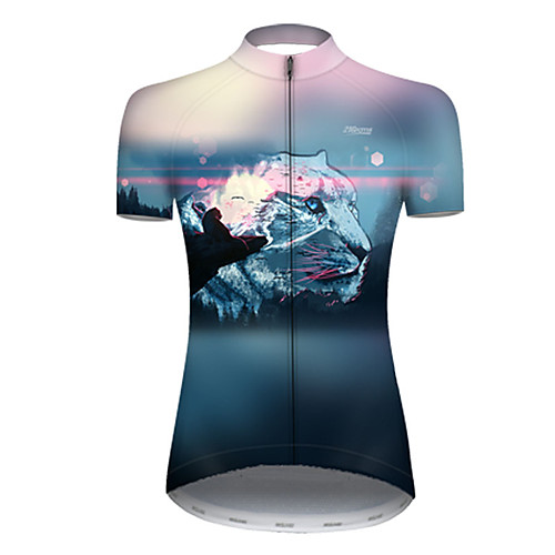 

21Grams Women's Short Sleeve Cycling Jersey Nylon Polyester Blue Gradient Animal Tiger Bike Jersey Top Mountain Bike MTB Road Bike Cycling Breathable Quick Dry Ultraviolet Resistant Sports Clothing