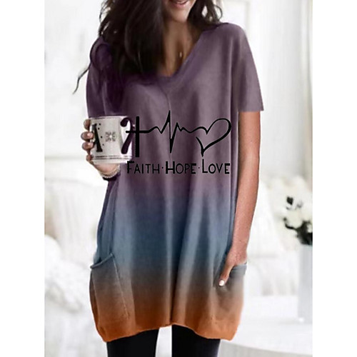 

Women's Shift Dress Knee Length Dress - Short Sleeves Letter Summer Casual 2020 Blue Purple Orange Green Gray S M L XL XXL XXXL XXXXL XXXXXL