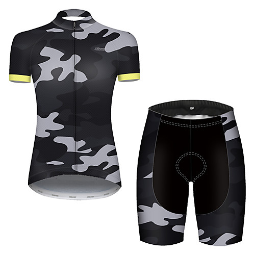

21Grams Women's Short Sleeve Cycling Jersey with Shorts Nylon Polyester Camouflage Patchwork Camo / Camouflage Bike Clothing Suit Breathable 3D Pad Quick Dry Ultraviolet Resistant Reflective Strips