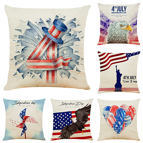 

Set of 6 Independence Day Room Decoration Pillow Cover 4th Of July Pillow Cases Sofa Cushion Cover Home Pillow Case Pillow Covers