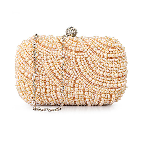 

Women's Pearls / Chain Polyester Evening Bag 2020 Solid Color Champagne / Beige