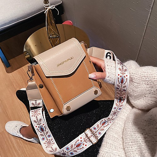 

Women's PU Crossbody Bag Color Block Black / Blushing Pink / Green