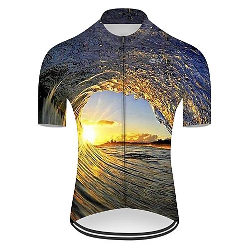 

21Grams Men's Short Sleeve Cycling Jersey Nylon Black / Yellow Gradient 3D Bike Jersey Top Mountain Bike MTB Road Bike Cycling Quick Dry Breathable Sports Clothing Apparel / Micro-elastic