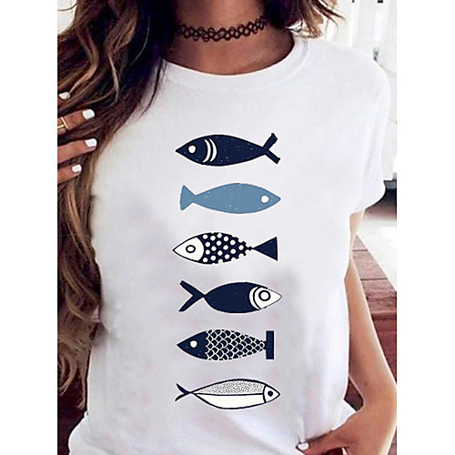 

Women's T-shirt Animal Tops Round Neck Daily Summer White Blue Purple Green L XL 2XL 3XL 4XL 5XL