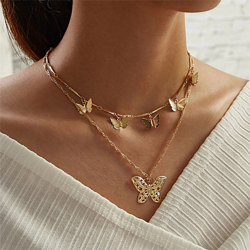 

Women's Pendant Necklace Statement Necklace Necklace Butterfly Statement European Trendy Fashion Chrome Rose Gold 43.8 cm Necklace Jewelry For Party Evening Masquerade Prom Birthday Party Festival