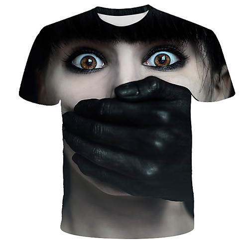 

Men's Graphic Portrait Black & White Print T-shirt Street chic Exaggerated Daily Holiday Black