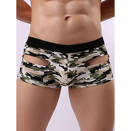 

Men's Cut Out Boxers Underwear - Normal Mid Waist Blue Green Gray S M L