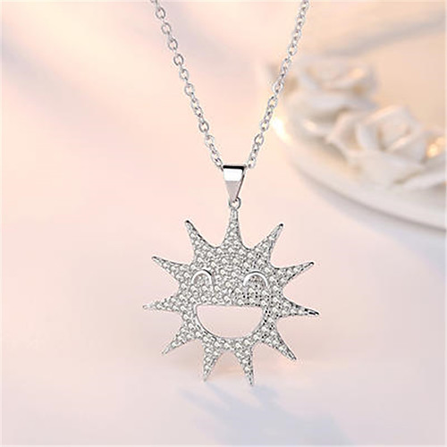 

Women's White Synthetic Diamond Pendant Necklace Chain Necklace Necklace Braided Face Laugh Punk Trendy Casual / Sporty Fashion Copper Silver Plated Silver 45 cm Necklace Jewelry 1pc For Anniversary